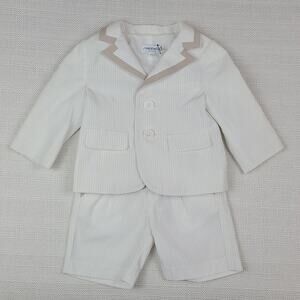Simonetta Tiny pinstripe blazer and shorts set in white and tan 6M